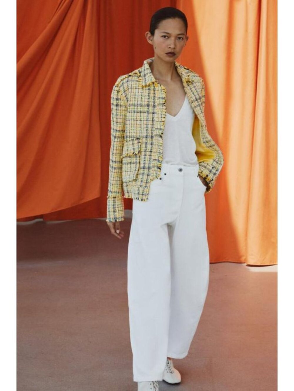 ZARA ZW COLLECTION TEXTURED PLAID JACKET